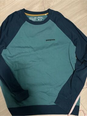 Patagonia Teal and Navy Raglan Crew Sweatshirt